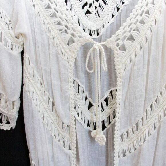 Paradise USA 70s Style Hippie Boho Gypsy Festival Long Crochet Vest Fringes M/L - Picture 4 of 9